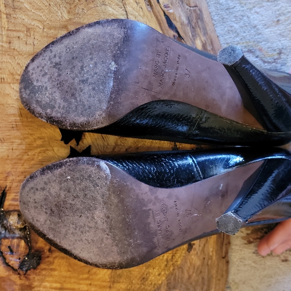 Marc by Marc Jacobs black open toe heels sz 37. Bow detail! - Picture 10 of 16